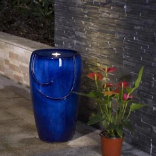 Glitzhome Ceramic Vase Outdoor Water Fountain Tall Patio