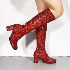 Damen Kostüm Party GOGO Stiefel - 1960er & 1970er Jahre Retro Glitzer Tänzer Kostüm