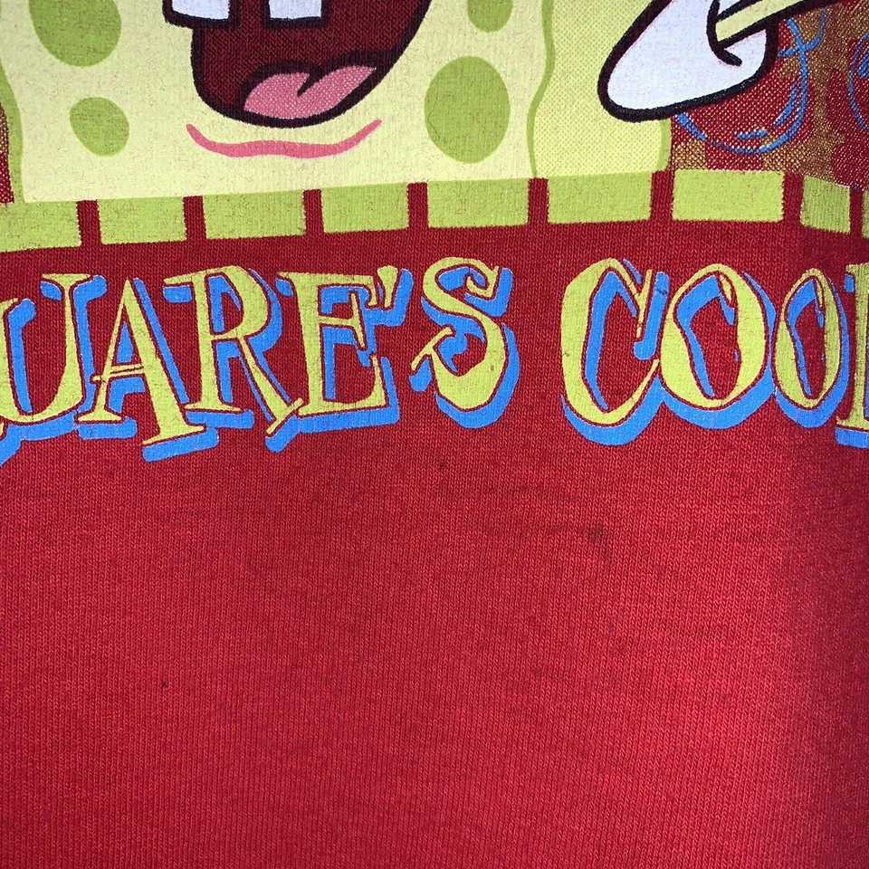 Vintage SpongeBob Square’s Cool 2002 Tee Red T-Shirt Double Sided Made USA Sz XL - Image 4 of 4