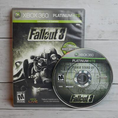 Fallout 3 Platinum Hits (XBOX 360, 2008) Game Disc & Case