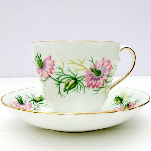 Vintage Adderley Love in the Mist Fine Bone China Tea Cup Saucer Floral