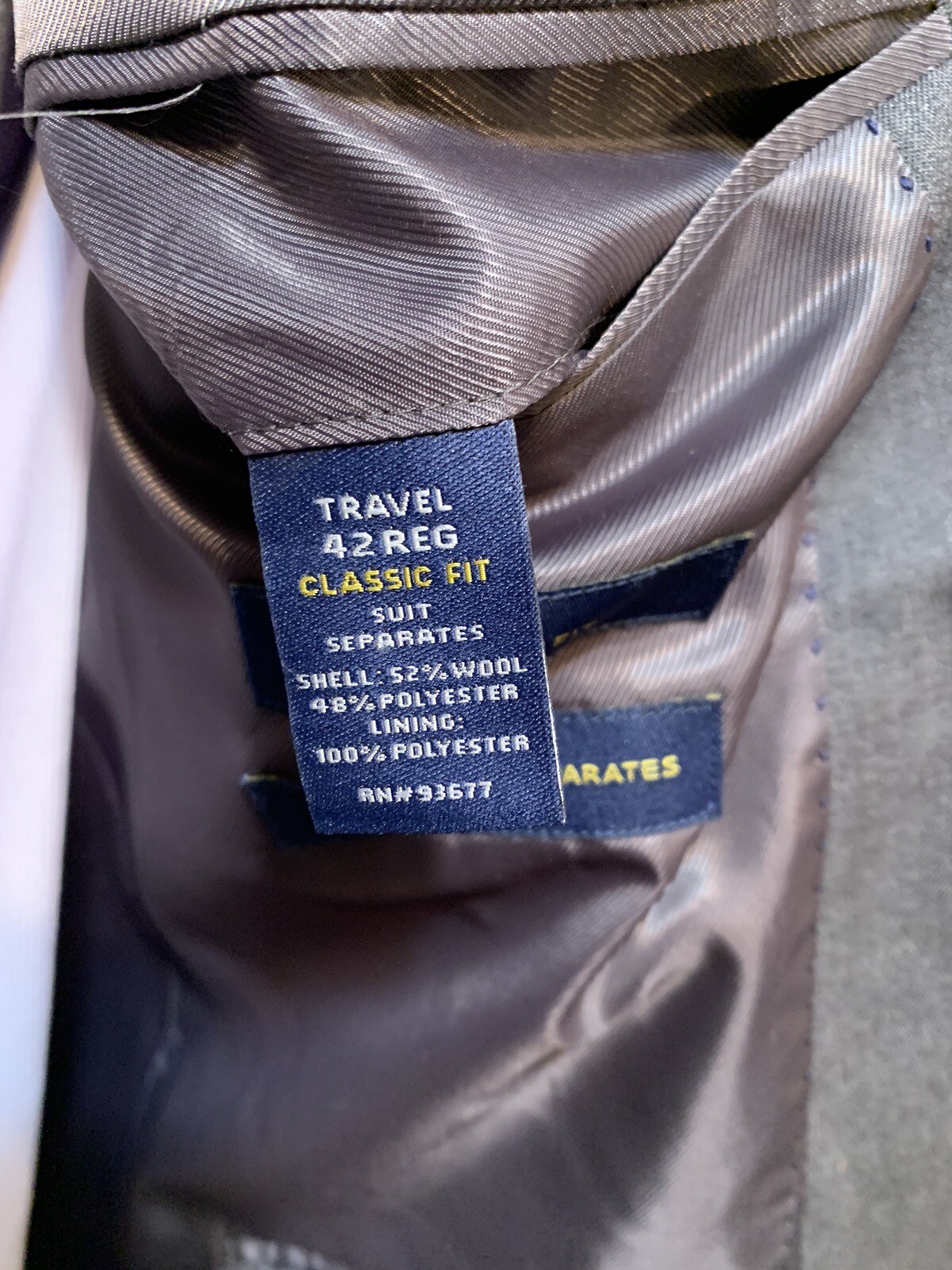 Stafford Men’s 42R Blazer Gray Solid 3 Button Wool Blend