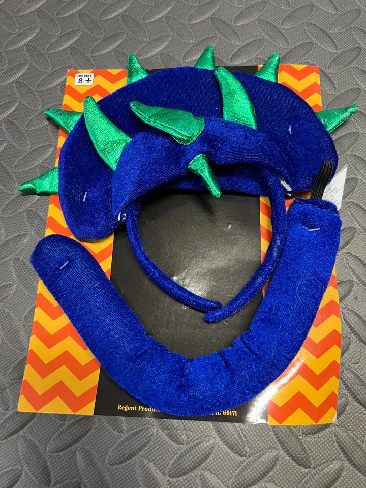 Dinosaurio Halloween Disfraz Conjunto Cola Diadema Peluche Vestir Cosplay Monstruo Foto 3 de 3