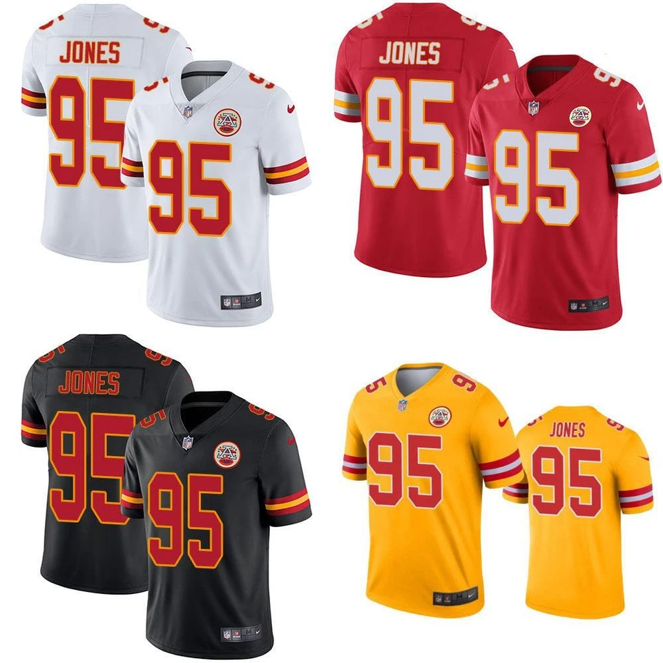 Chris Jones Chiefs Men Jersey White / Black / Red / Gold - All Stitched