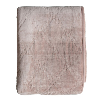 Gallery Gesteppte Samt Tagesdecke in Blush 260 x 240 cm