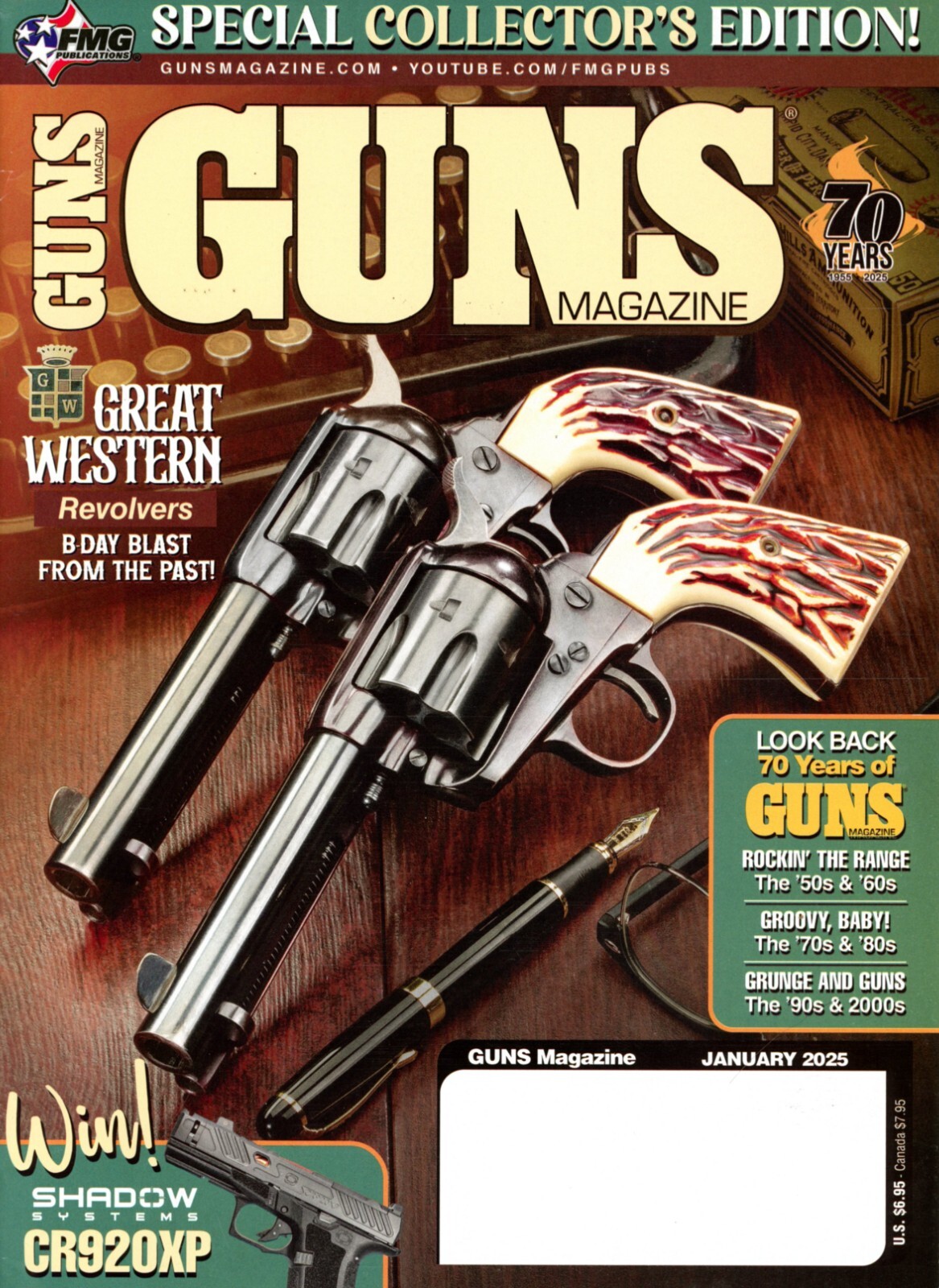 GUNS MAGAZINE 70th Anniversary Collector's Edt. Jan 2025 Great Western Revolvers