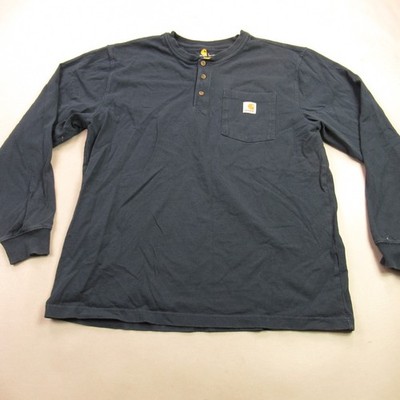 Carhartt Sweater Mens Large Long Sleeve Crew Neck Pullover Henley Black