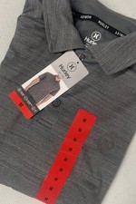 HURLEY Mens Stretch Moisture Wicking Performance Golf Polo Shirt MEDIUM UPF GRAY