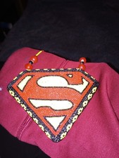 Hand beaded Superman Necklace