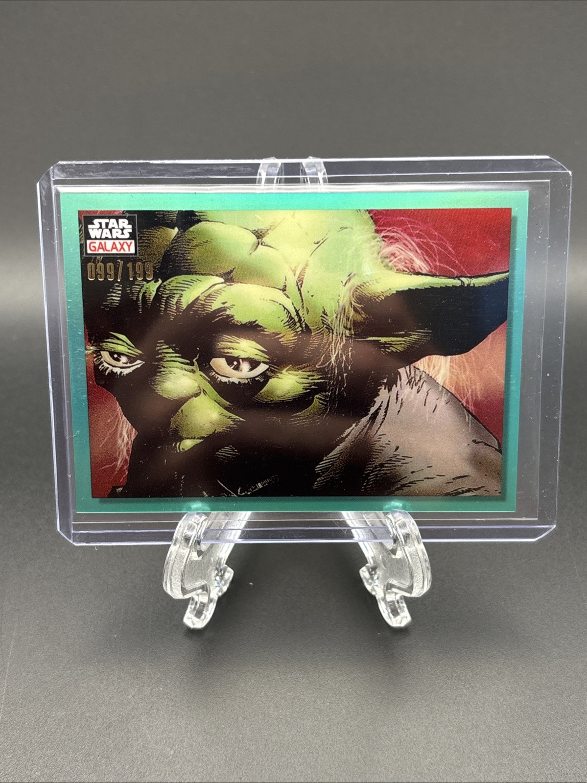 2023 Topps Chrome Star Wars Galaxy Aqua Refractor #/199 Wise Yoda #2