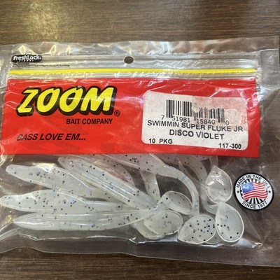 ZOOM-SWIMMING Super Fluke Jr, 4 Inch 10 Pk -DISCO VIOLET- Lure -FAST SHIPPING