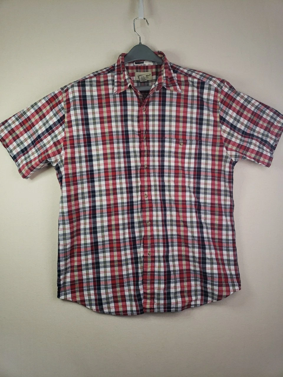Eddie Bauer Men's 100% Cotton Short Sleeve Plaid Shirt Sz XL Fishing Camping Fun