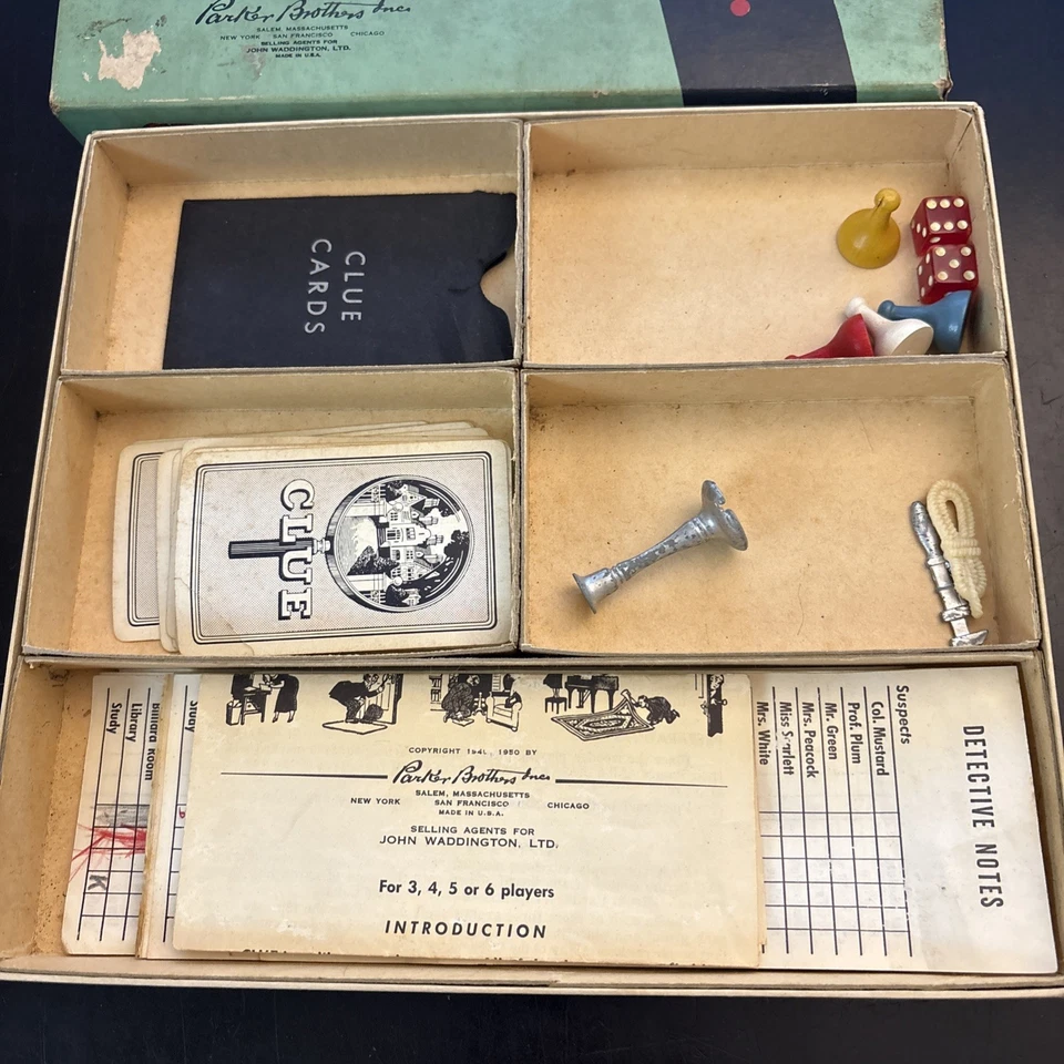 Vintage Clue The Great New Detective Game 1949-1950, John Waddington,.Sin tablero Foto 2 de 4