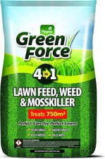 GREENFORCE G60015 4-in-1 Lawn Feed Weed Moss Killer 15kg Covers 750m² Garden UK