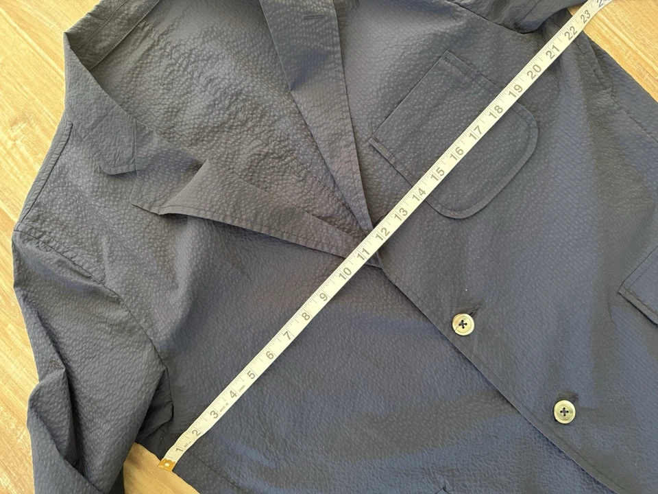 Beams Plus Jacket 3B Blazer XL 42 Navy Blue Sport Coat Japan Seersucker - Image 4 of 4