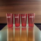 4 Coca Cola Red Restaurant Tumblers Vintage 6 1/2” Plastic Drinking Cups Glasses