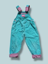 VTG OshKosh Overalls 3T Polka Dots Pink Turquoise Bow Made In USA