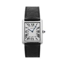 Cartier Tank Solo Steel Quartz 27mm x 34mm Silver Dial Strap Watch W1018355