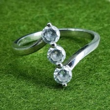 Size 6.75, Vintage sterling silver handmade ring, engagement ring with cz