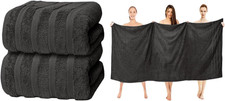 Image of ZZZMRH Luxury 2 Pk Grey Bath Sheets Premium Quality 100% Combed Cotton 650 GSM J