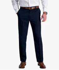 Haggar Men's Cool 18 Pro Classic Fit Pleat Front Pant Expandable Waist 36x32