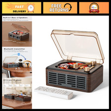 Portable Bluetooth CD Player with Speakers, Retro Wood Music Player, FM Radio, R