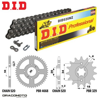 ARCHIVE SCRAMBLER 125 2020-2021 Chain Crown Sprocket Kit DID 520NZ Step 520