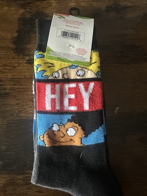 Nickelodeon Hey Arnold! Duo Crew Socks-Mens 2 PACK NEW /w Tags