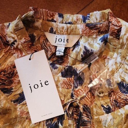 Joie Ruffle Sleeveless Sheer 100% Silk Blouse, Medium, Green, Black, & White - Picture 2 of 9