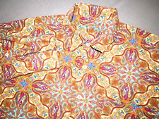 Alan Flusser Long Sleevd 100 Cotton Paisley Pattern Button Up Shirt Men's Large