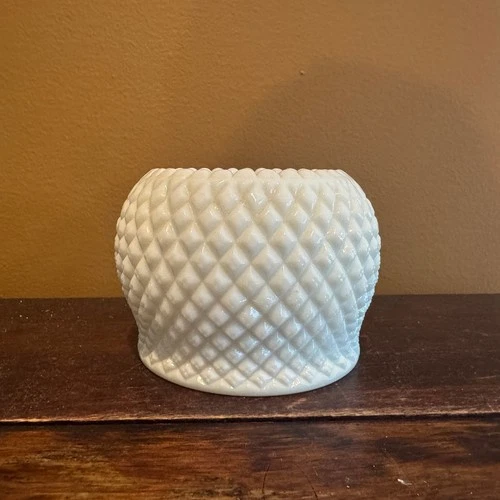 Vintage Milk Glass Planter Diamond Cut White Glass Flower Vase Home Decor