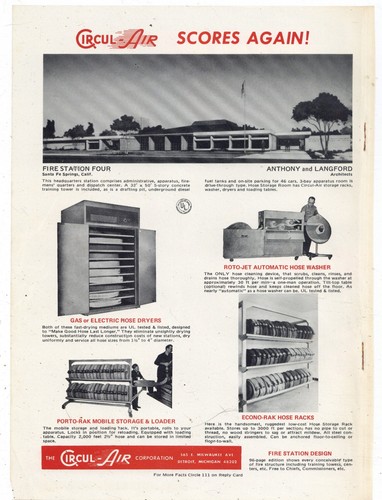 1973 Circul Air Fire Station Design Ad: Santa Fe Springs California FD Building
