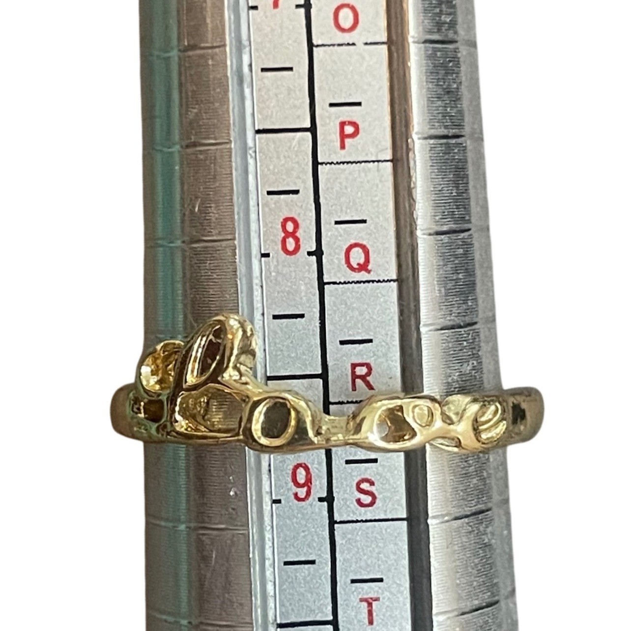 Gold Tone Script Love Ring Cursive Word Band Size… - image 4