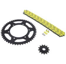 1990-96, 01-03 fit Suzuki RM250 Yellow Non ORing Chain & Sprocket Blk 13/49 114L