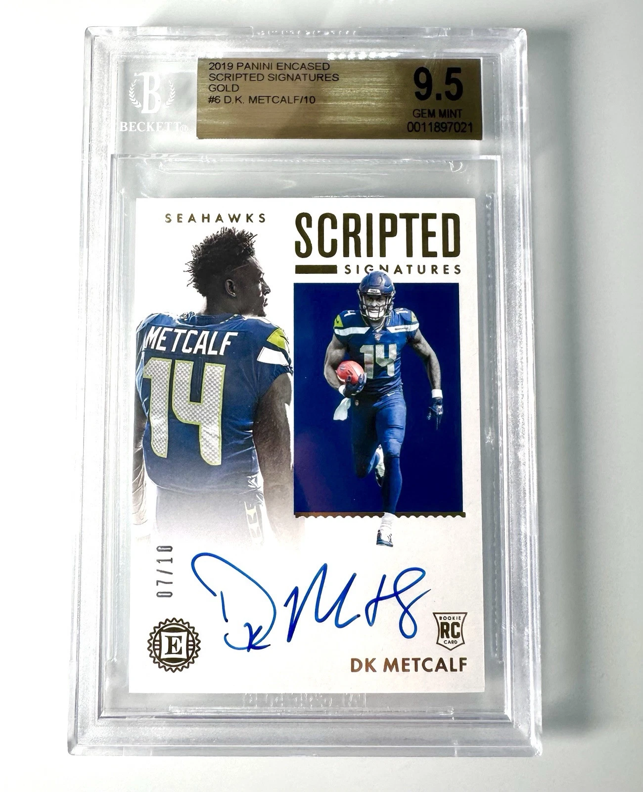 DK Metcalf Panini Encased Scripted Signatures #DKM Diamond 1/1