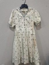 Vintage Dirndl Aus Beyrn Dress With Floral Print And Blue Apron