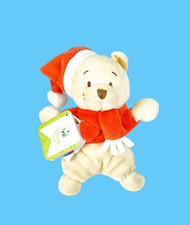 Disney Winnie the Pooh Plush Doll Stuffed Toy Soft Christmas Santa Hat Holiday
