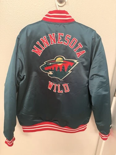 Mitchell & Ness Minnesota Wild NHL Heavyweight Satin Jacket Large New $150 video thumbnail