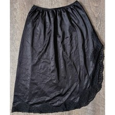 Vintage Black half slip with lace trim Sears Size Small