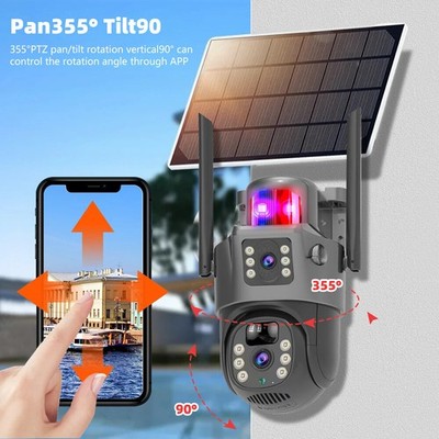 Solar Battery Powered Wireless WiFi Outdoor Pan/Tilt Home Security Camera System