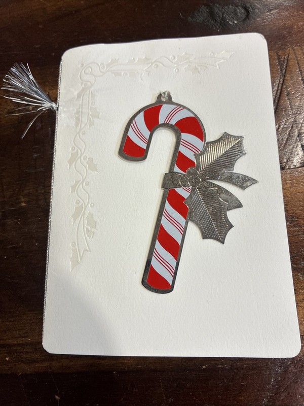 2007 Hall Family Christmas Card Candy Cane Ornament Hallmark Char Faccilongo
