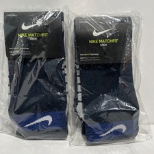 2 Pairs Of Large Size Nike Matchfit Crew Soccer Socks Color Blue.