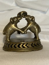 Antique Brass Two Elephants Fighting Foot Scrubber Rare Collectible Great Condit