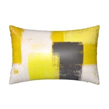Imitation Silk Pillow Case for Hair and Skin King Yellow and Grey Abstract Art