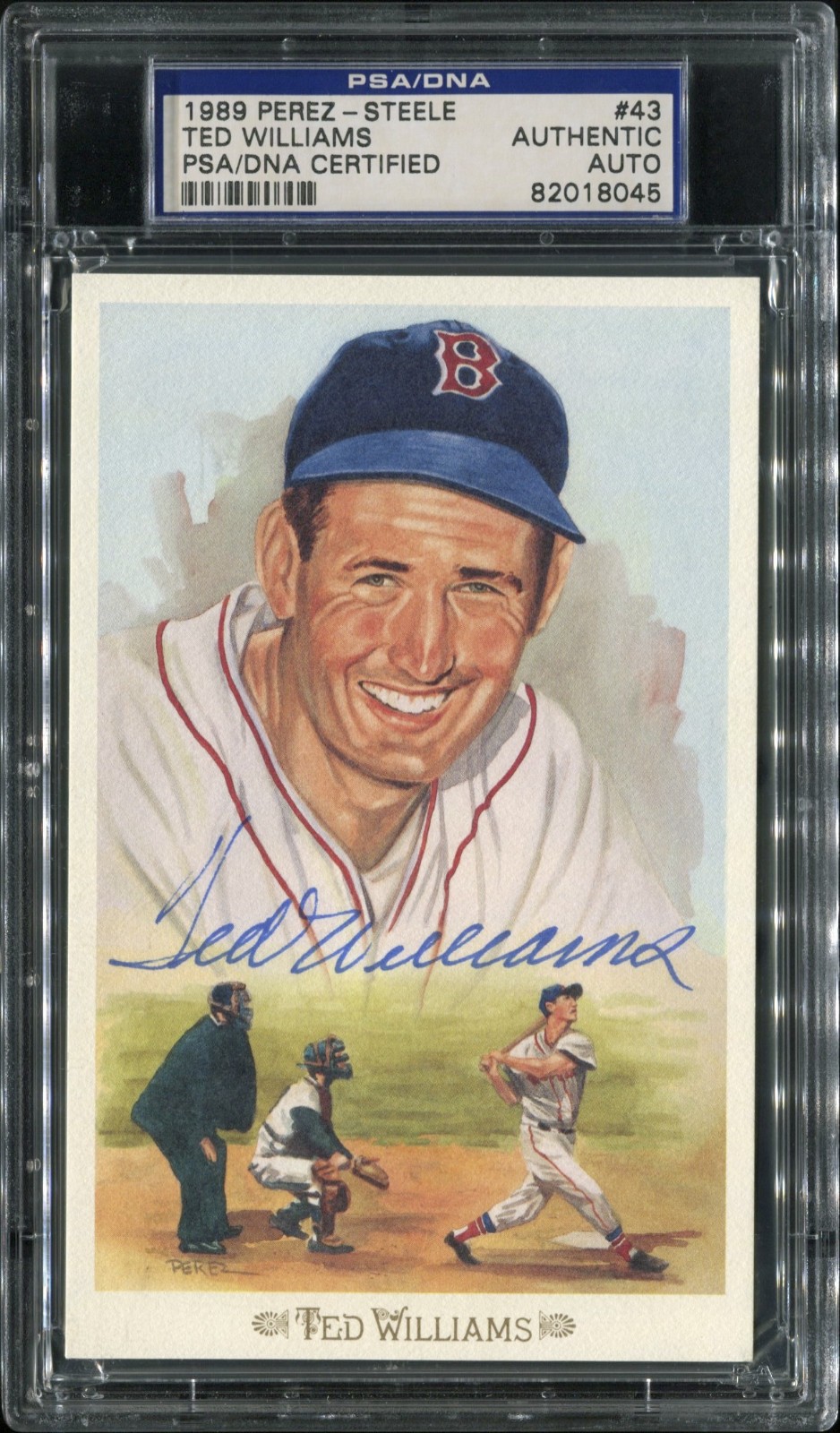 1989 Perez-Steele Celebration Postcard #43 ~Ted Williams~ Signed Autograph PSA