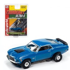 Auto World SC411-2B Thunderjet 1970 Ford Mustang Boss 429 Blue HO Slot Car