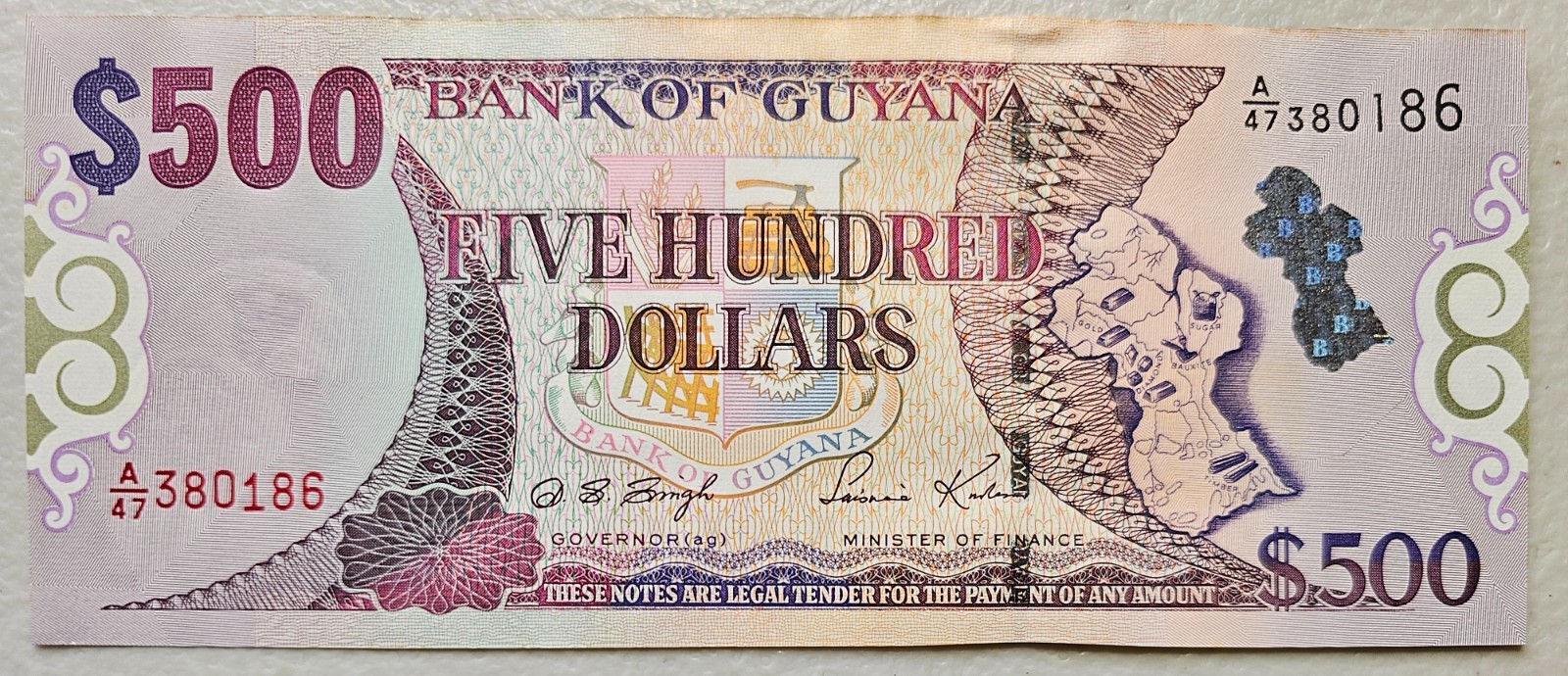 Guyana 500 Dollars 2002 Unc