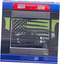 Rear Middle Window Mutilated American Flag Decal Compatible with 2005-2015