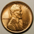 1937 P Lincoln Wheat Cent Penny RED BU  "Actual Coin Pictured"