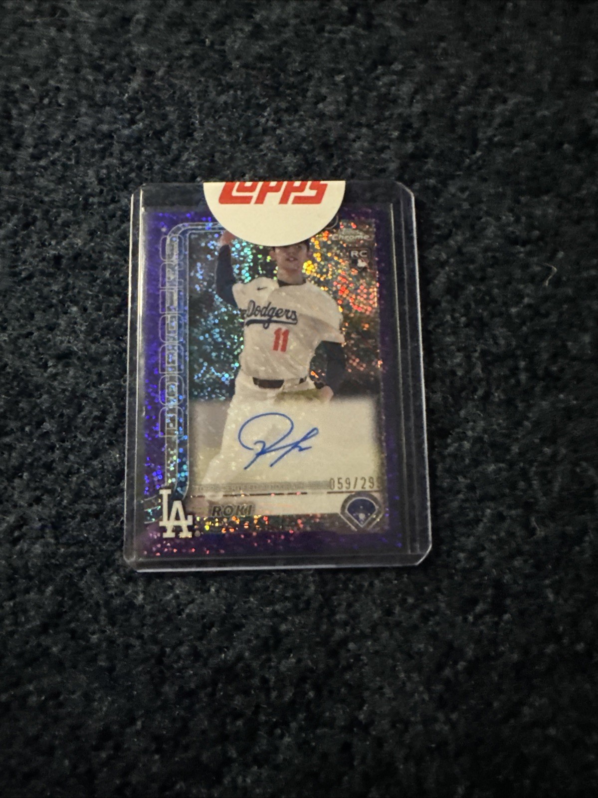 2025 Topps Chrome Roki Sasaki Rookie Auto RC Purple Speckle Refractor #59/299